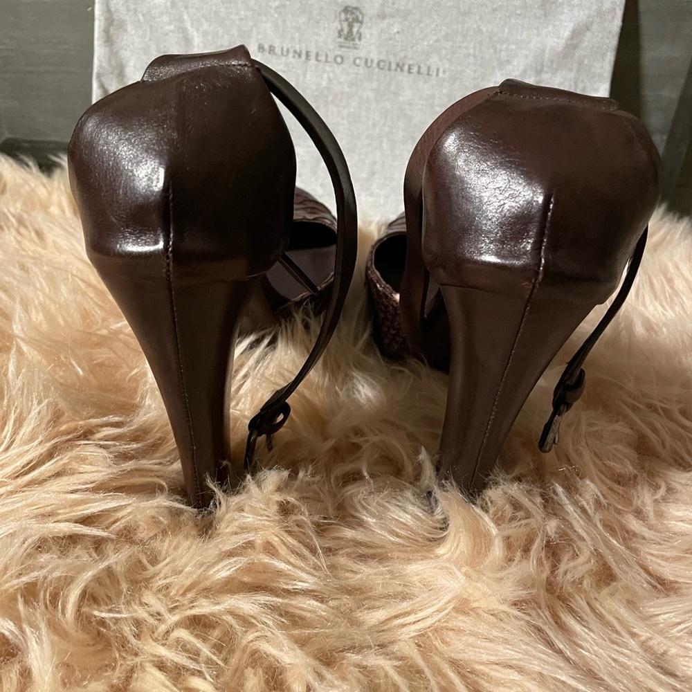 Brunello Cucinelli Python Chunky Heel Platform Pu… - image 4